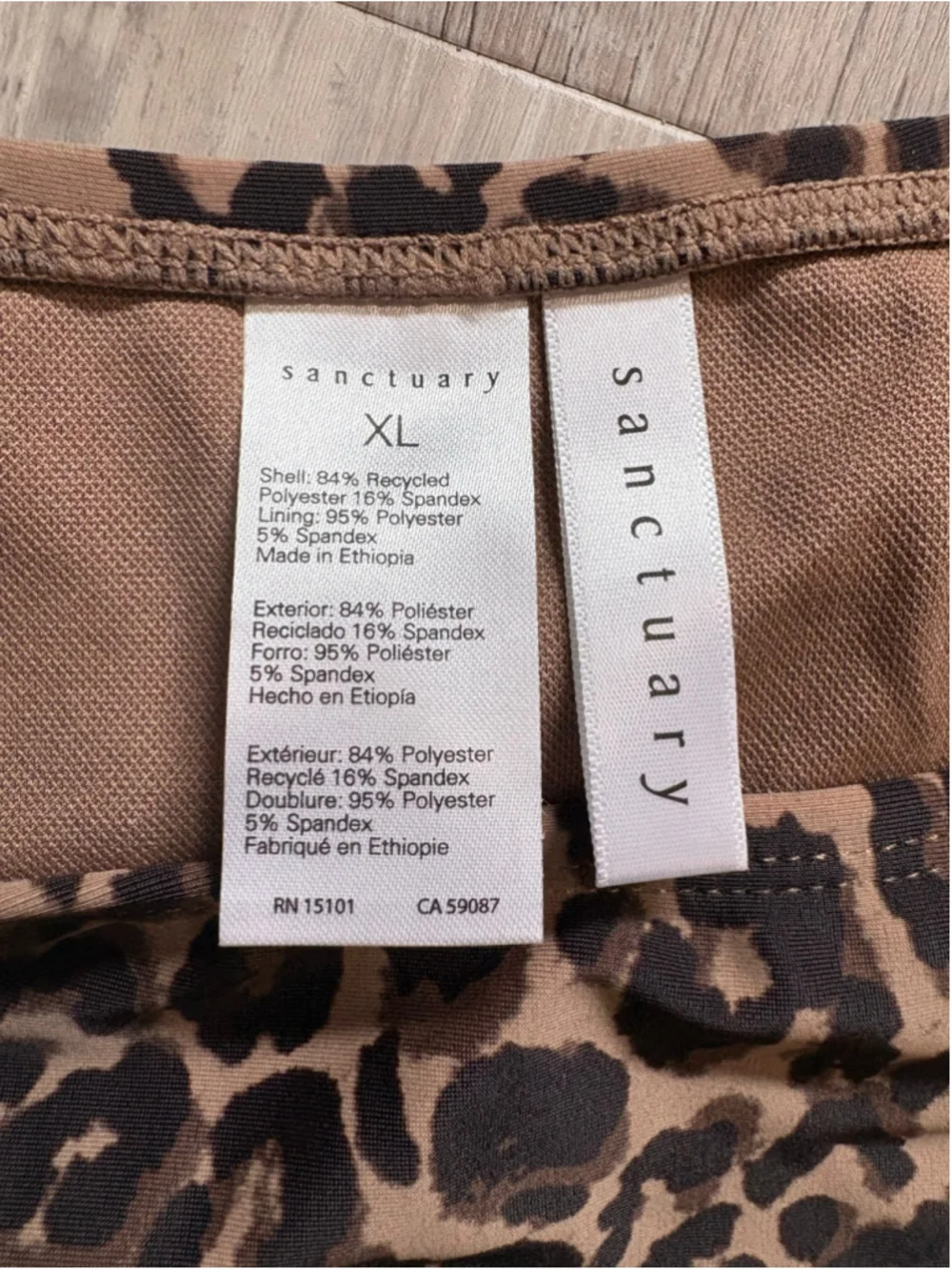 Sanctuary Leopard Print 2 Piece Bikini Set Triangle Top & Strappy Bottoms XL